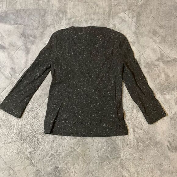 BCBGMaxAzria Womens Wool Blend Boat Neck Glitter Trim Long Sleeve Top Black Smal - Picture 9 of 11